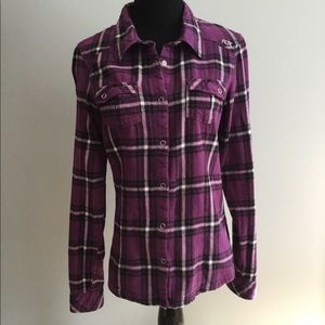 Fox purple, white, & black flannel